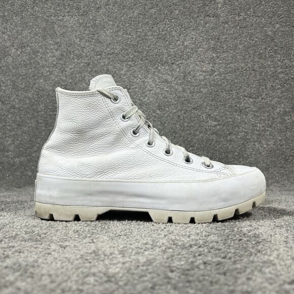 Converse Chuck Taylor Lugged 567165C Women’s Size 8 White Leather Platform Shoes - Picture 1 of 12